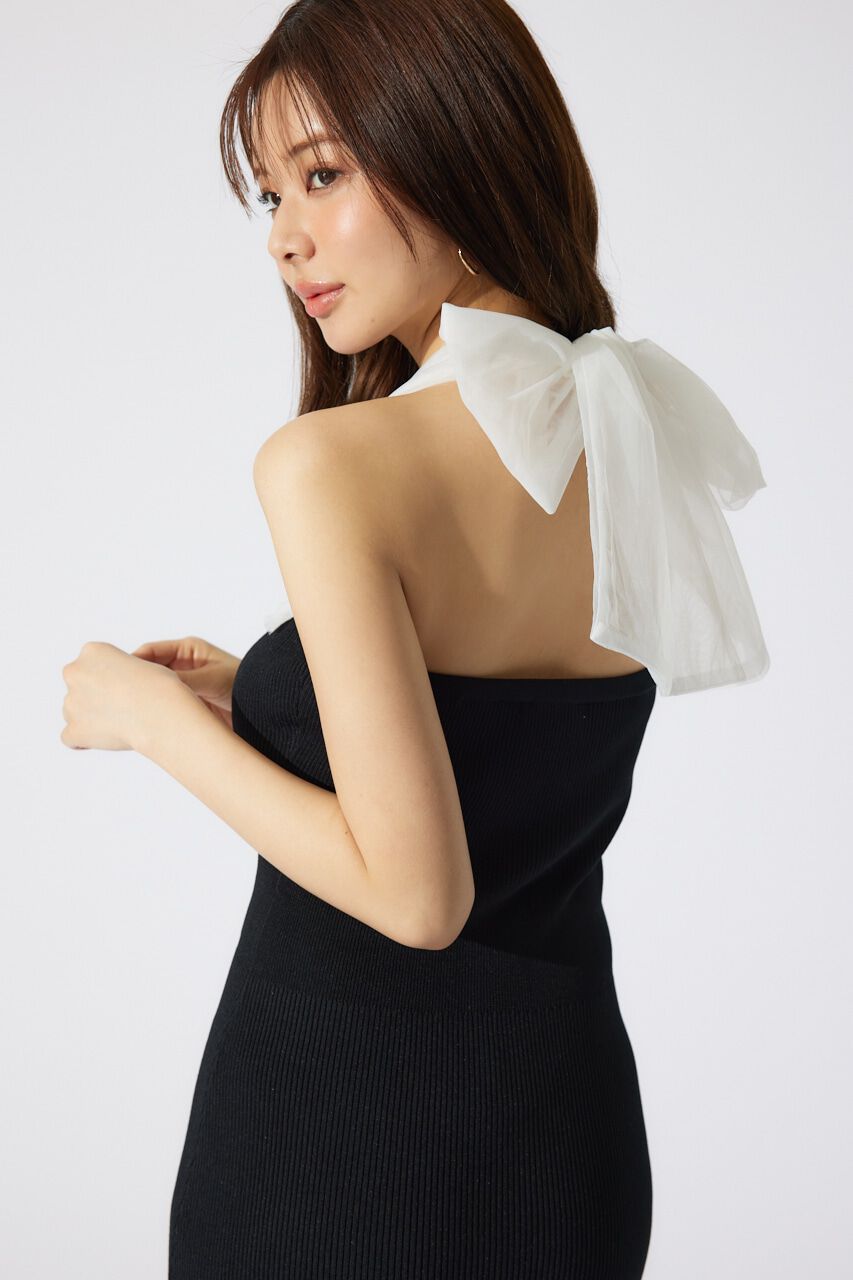 rienda「チュールレイヤードホルターニットワンピース」|ワンピース|