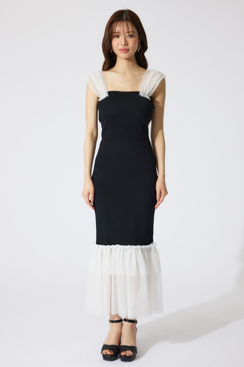 rienda「チュールレイヤードホルターニットワンピース」|ワンピース|