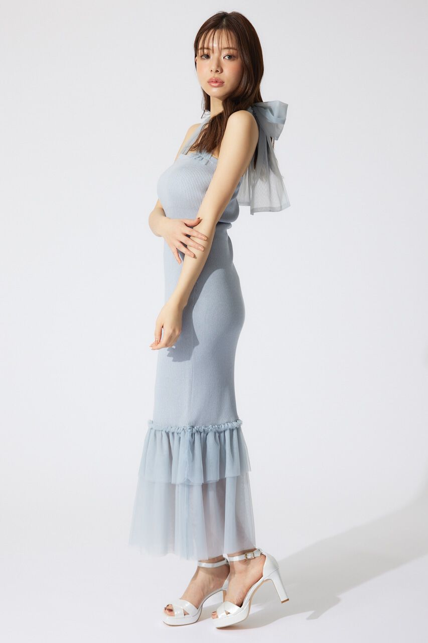 rienda「チュールレイヤードホルターニットワンピース」|ワンピース|