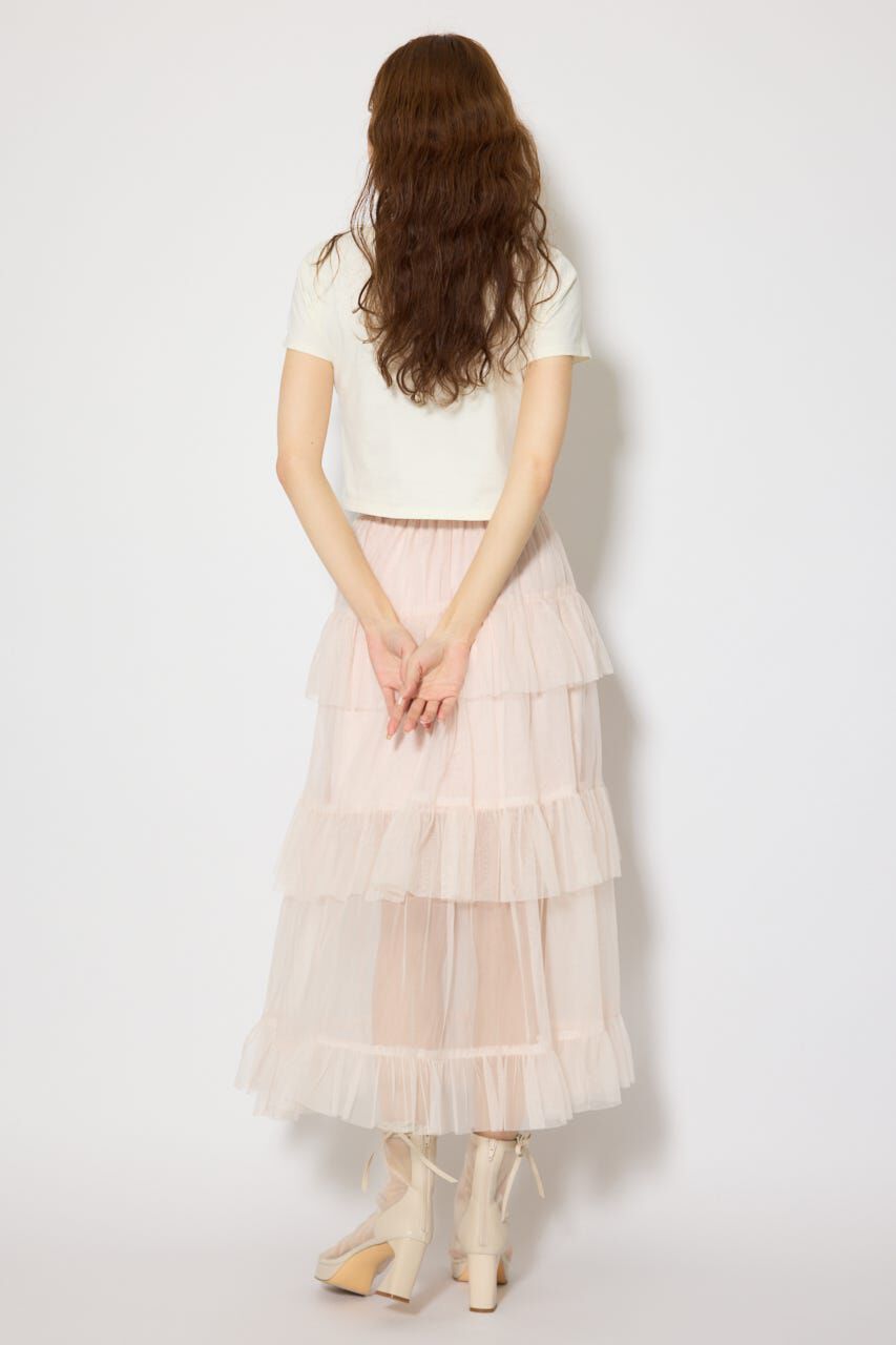 rienda「ティアードフレアチュールジャストウエストスカート」|スカート|