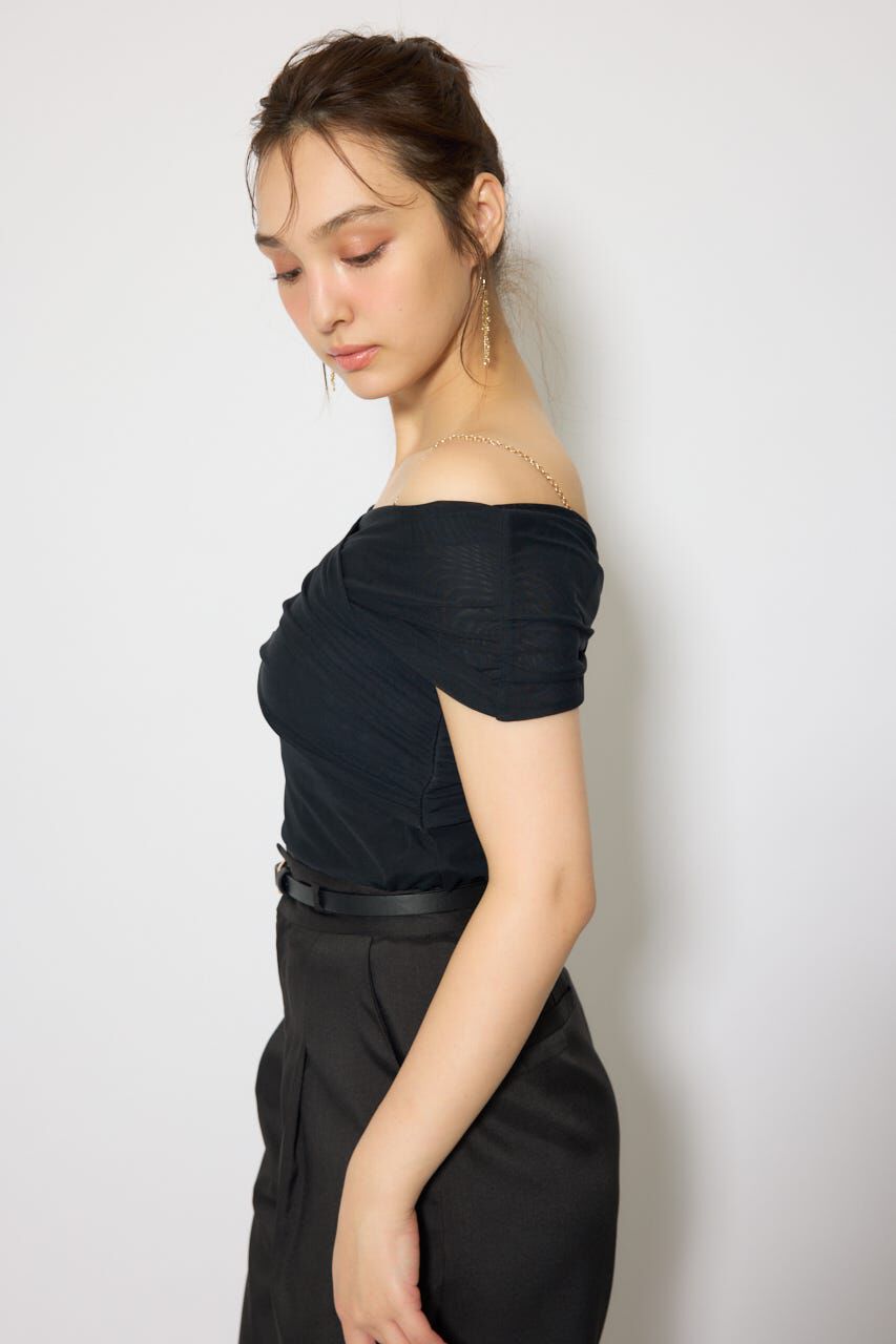 rienda「フロントクロスチュールカットトップス」|Tシャツ・カットソー|