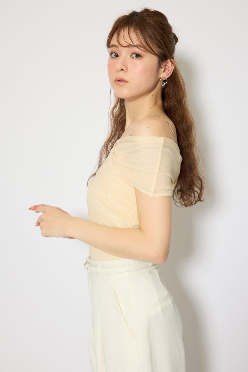 rienda「フロントクロスチュールカットトップス」|Tシャツ・カットソー|