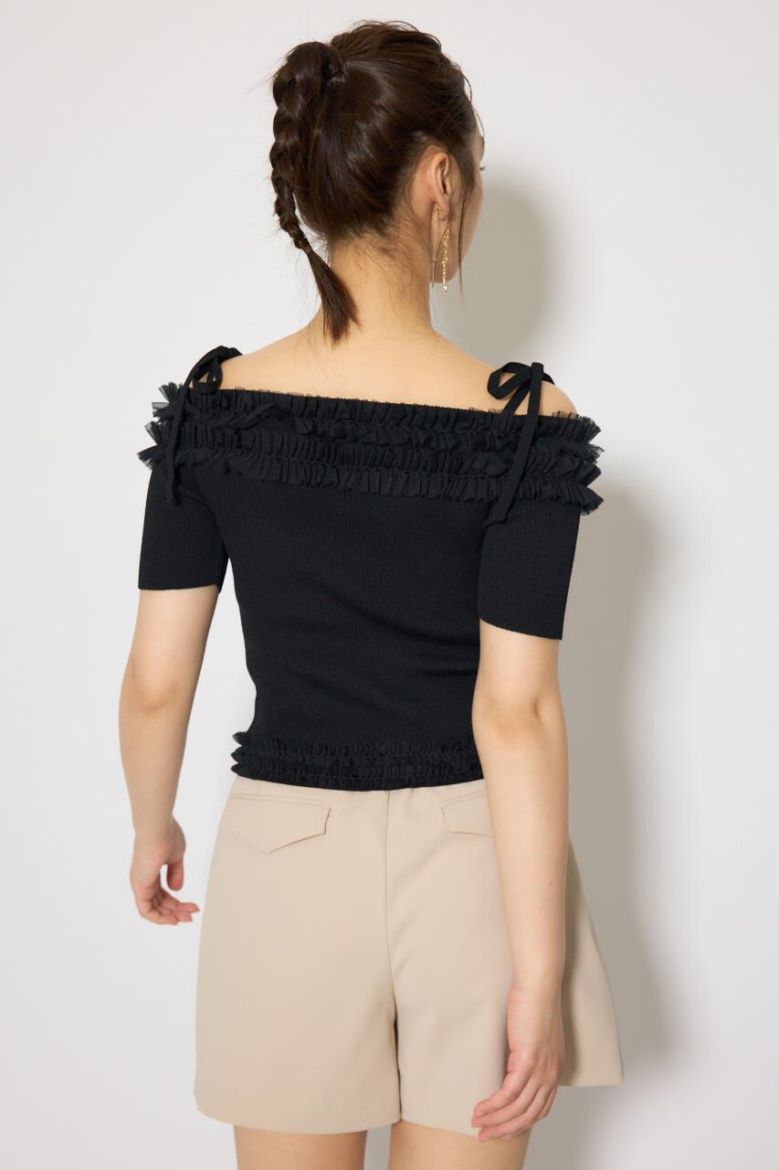 rienda「オフショルフリルニットトップス」|ニット・セーター|