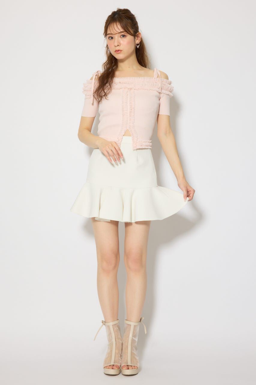 rienda「オフショルフリルニットトップス」|ニット・セーター|