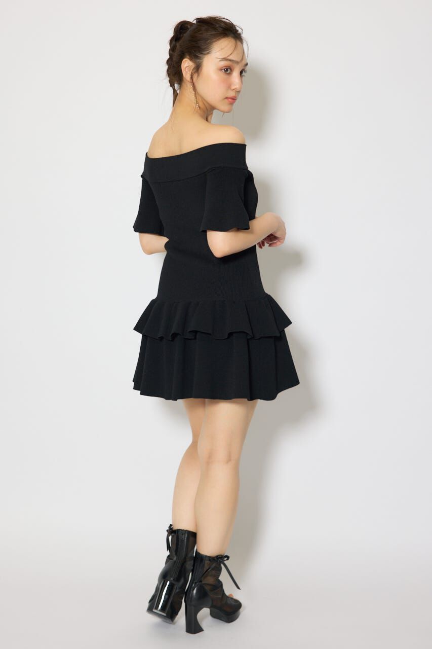 rienda「オフショルフロントジップニットミニワンピース」|ワンピース|