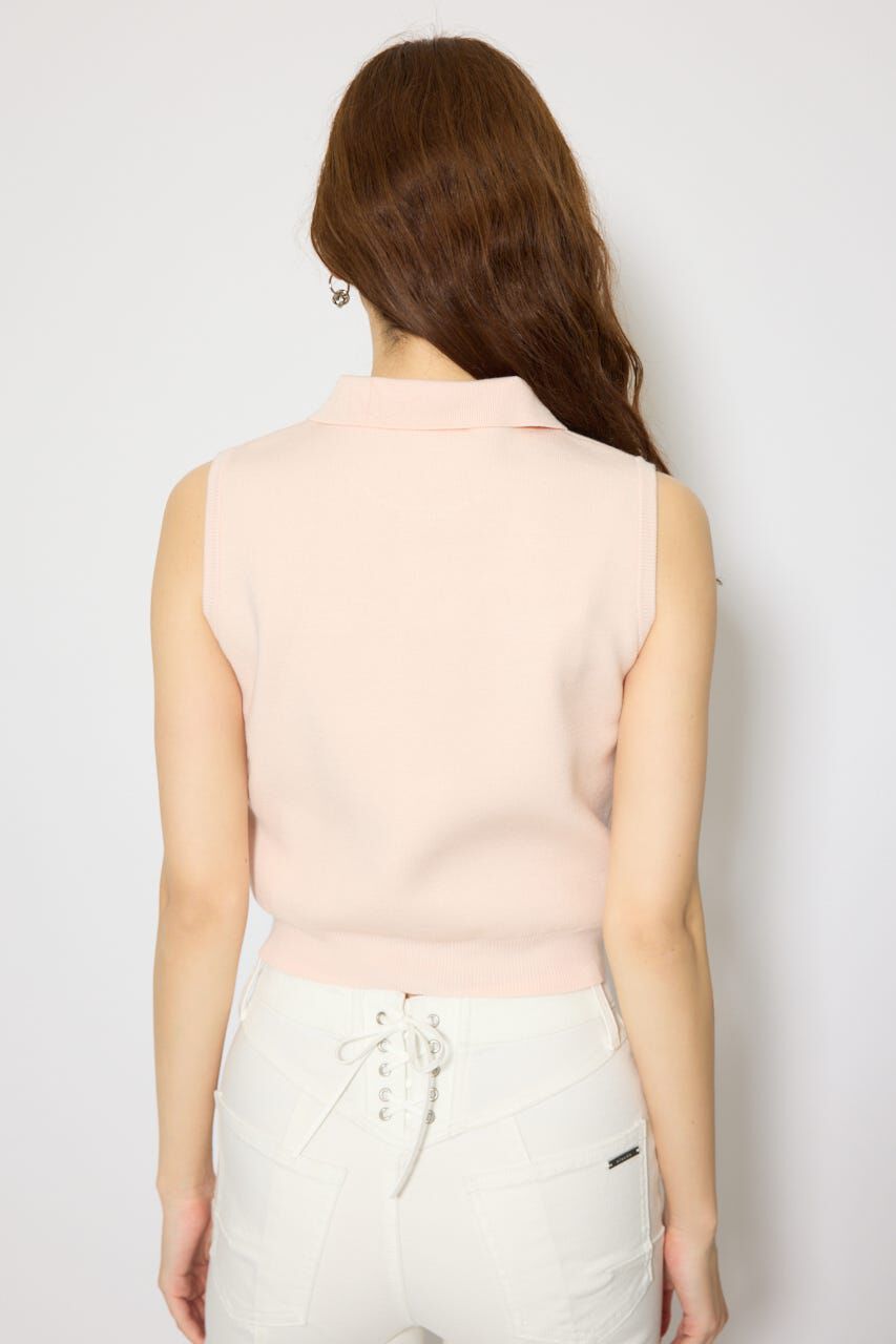 rienda「ゴールドボタンノースリニットトップス」|ニット・セーター|