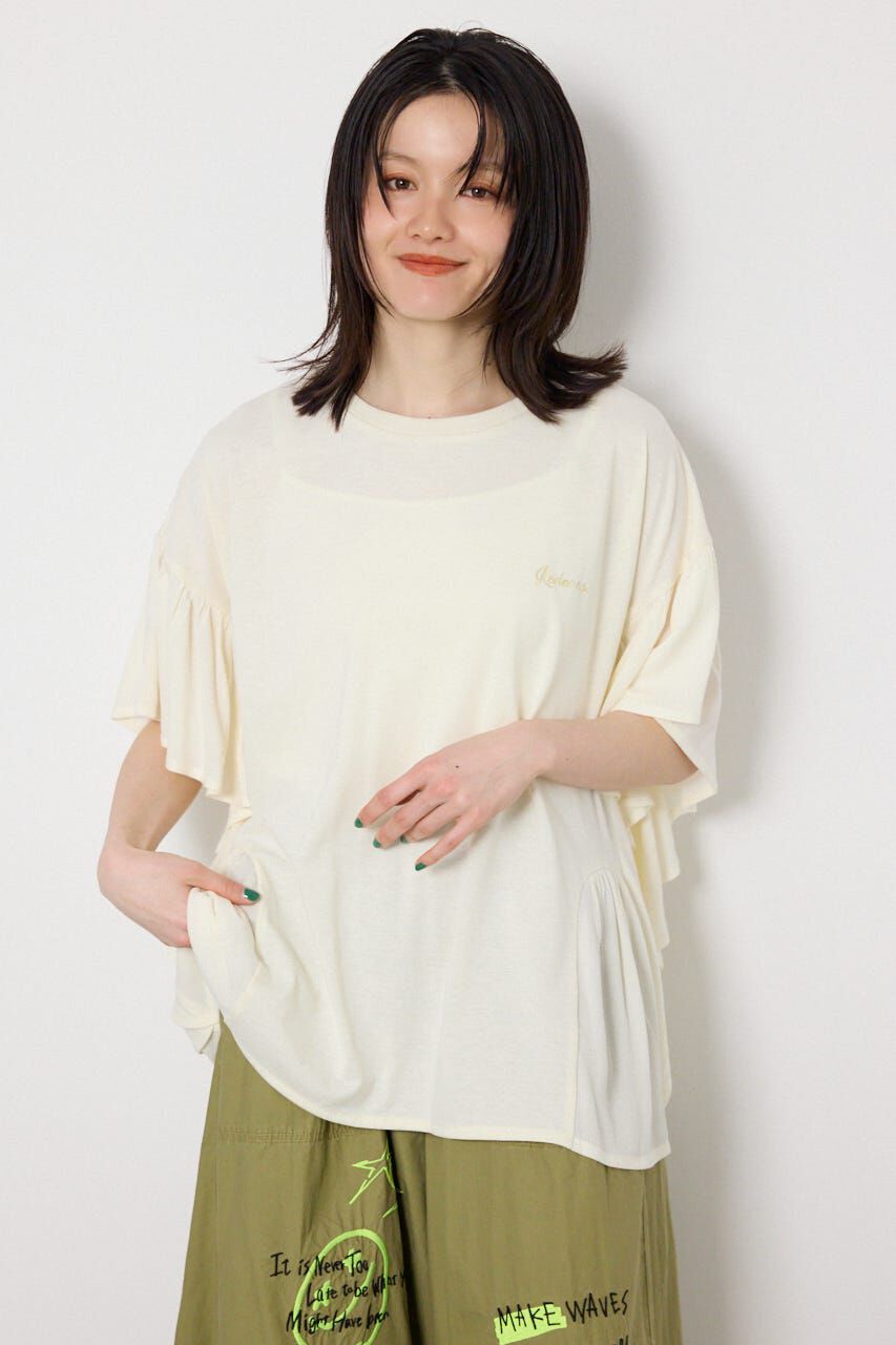 RODEO CROWNS「レーヨンクレープドッキングフリルトップス」|その他|O/WHT1