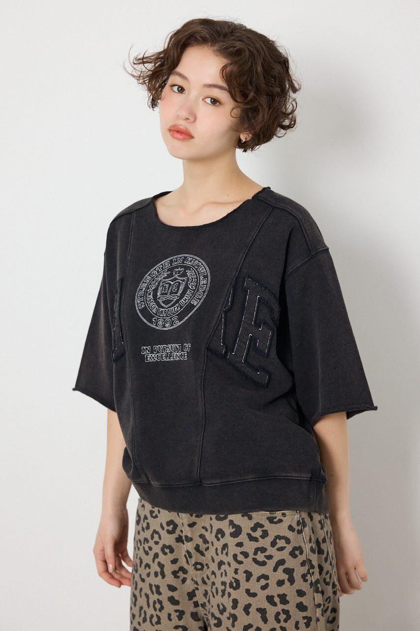 RODEO CROWNS「切替カレッジ半袖スウェット」|Tシャツ・カットソー|BLK