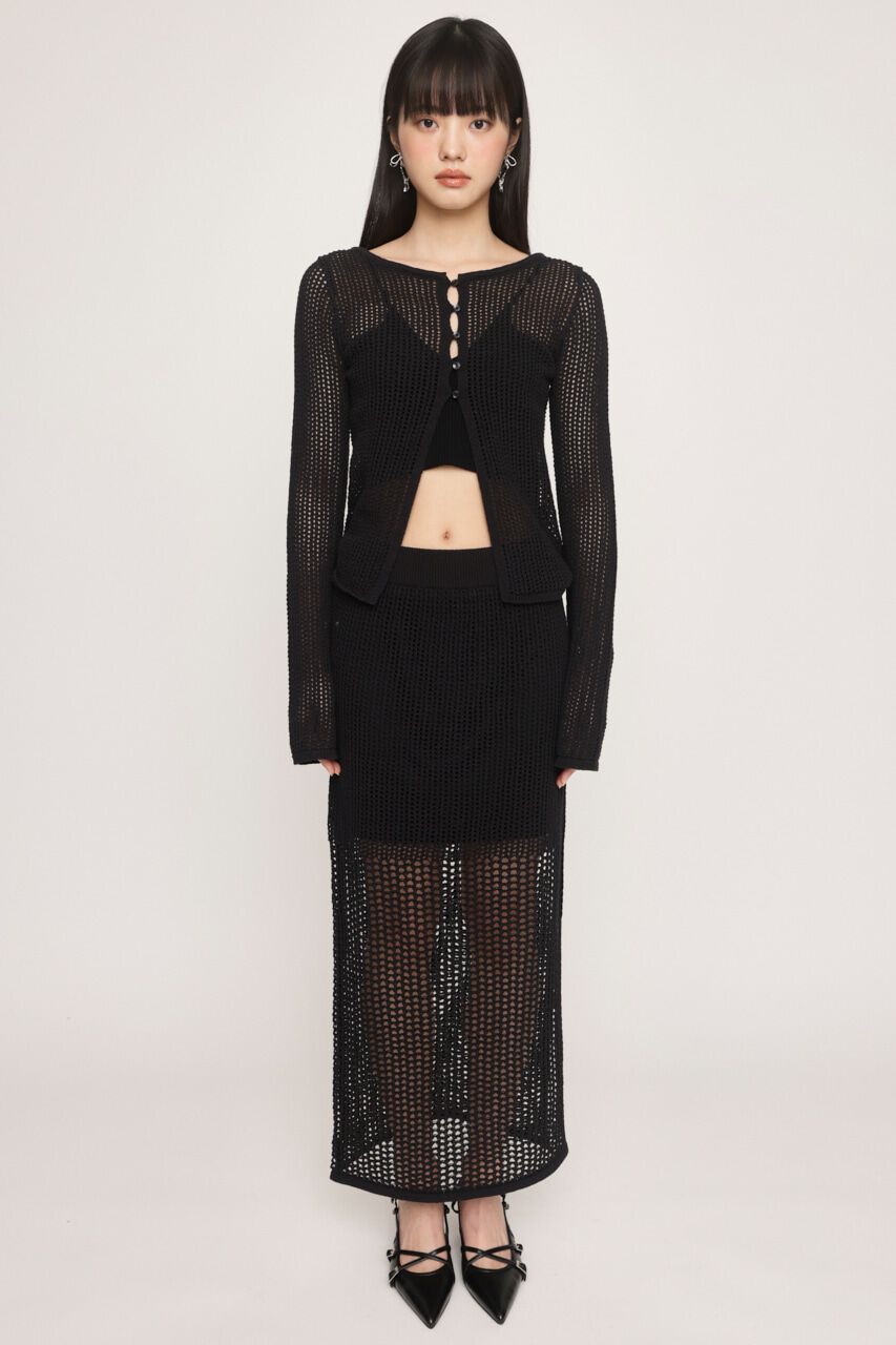 SLY「CROCHET I LINE ロングスカート」|スカート|BLK