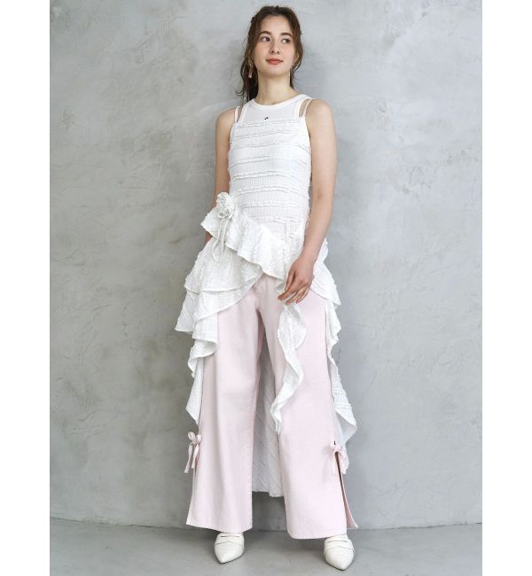 CALNAMUR「ROSE ASYMMETRIC HEM LONG OP/ローズアシンメトリーヘムロングワンピース」|ワンピース|