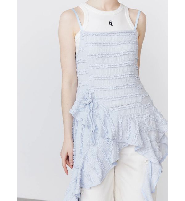 CALNAMUR「ROSE ASYMMETRIC HEM LONG OP/ローズアシンメトリーヘムロングワンピース」|ワンピース|