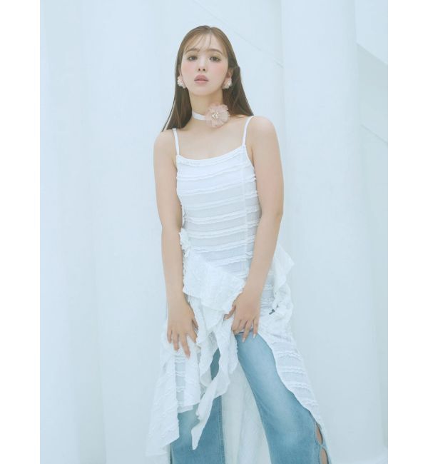 CALNAMUR「ROSE ASYMMETRIC HEM LONG OP/ローズアシンメトリーヘムロングワンピース」|ワンピース|