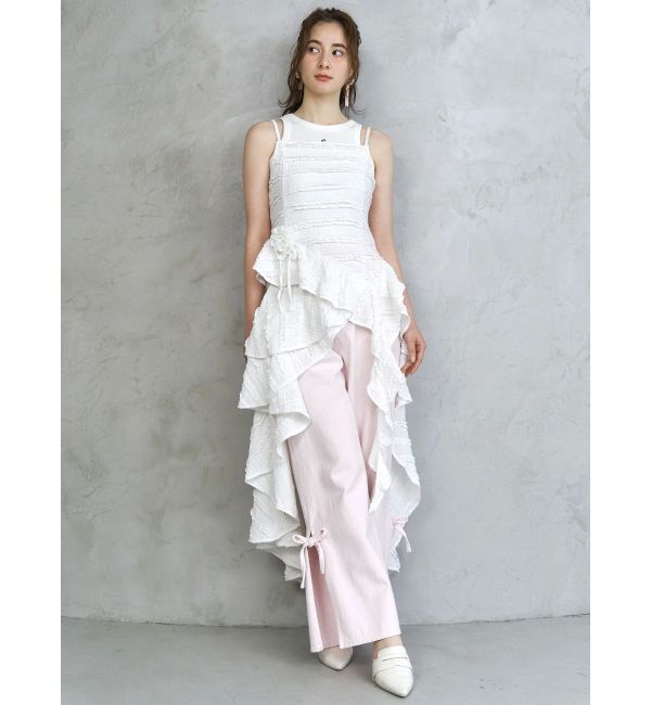 CALNAMUR「ROSE ASYMMETRIC HEM LONG OP/ローズアシンメトリーヘムロングワンピース」|ワンピース|