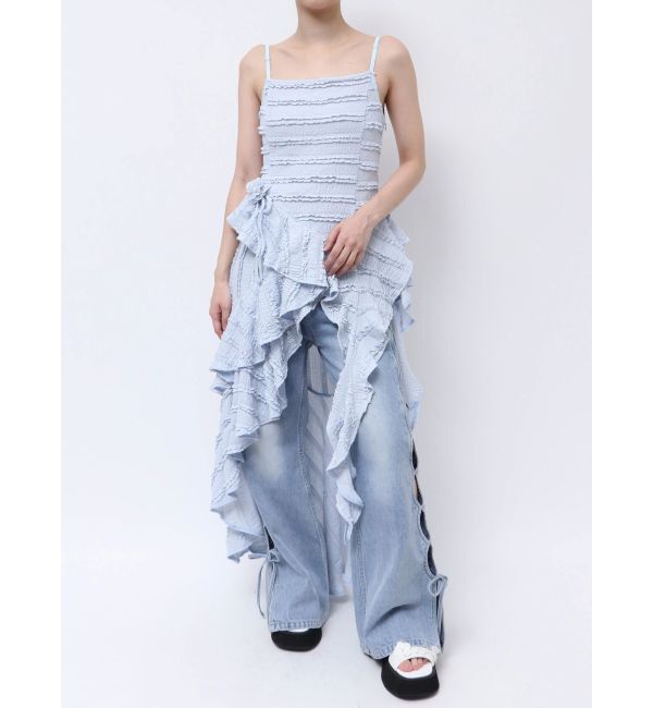 CALNAMUR「ROSE ASYMMETRIC HEM LONG OP/ローズアシンメトリーヘムロングワンピース」|ワンピース|