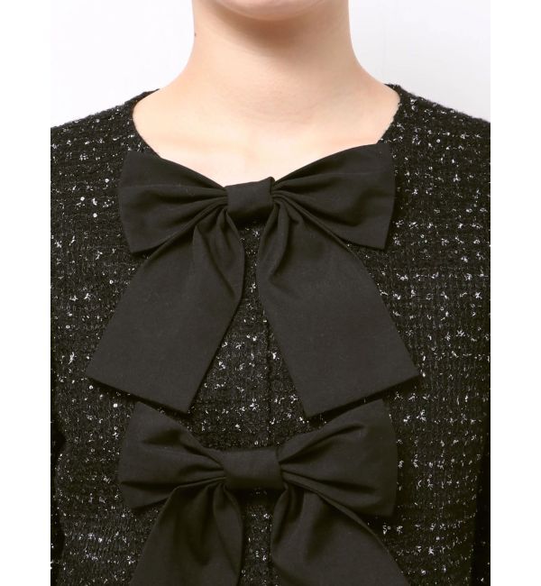 CALNAMUR「カットラメツイードリボンジャケット」|ノーカラージャケット|