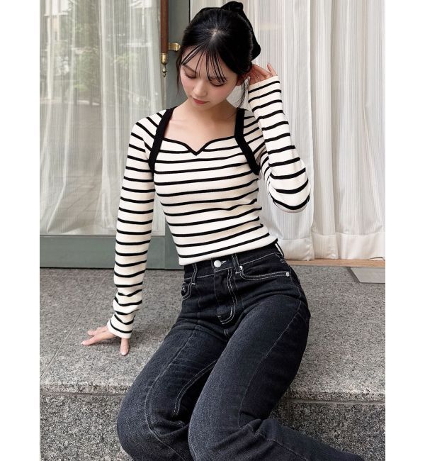 RESEXXY「ハートネックラグランニットトップス」|ニット・セーター|