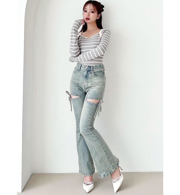 RESEXXY「ハートネックラグランニットトップス」|ニット・セーター|