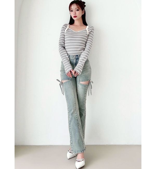 RESEXXY「ハートネックラグランニットトップス」|ニット・セーター|