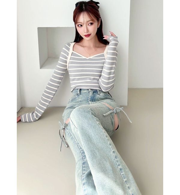 RESEXXY「ハートネックラグランニットトップス」|ニット・セーター|