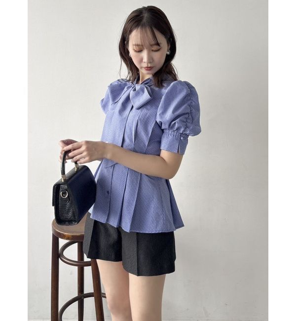 dazzlin「ペプラムタックボウタイブラウス」|シャツ・ブラウス|