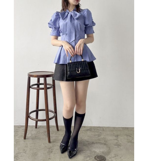 dazzlin「ペプラムタックボウタイブラウス」|シャツ・ブラウス|