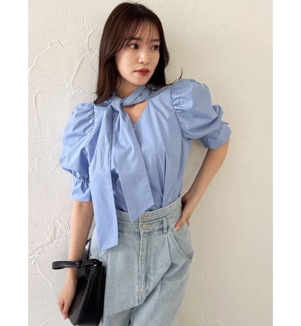 dazzlin「ペプラムタックボウタイブラウス」|シャツ・ブラウス|