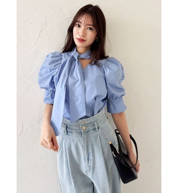 dazzlin「ペプラムタックボウタイブラウス」|シャツ・ブラウス|