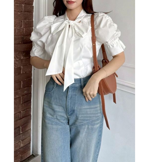 dazzlin「ペプラムタックボウタイブラウス」|シャツ・ブラウス|