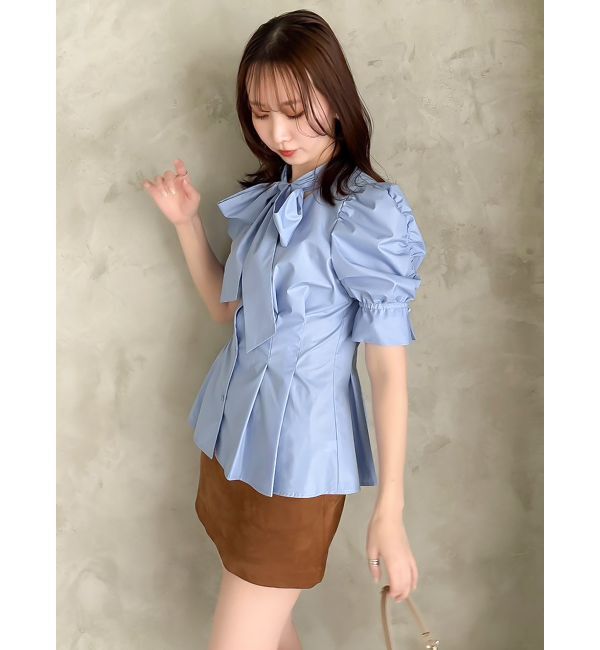 dazzlin「ペプラムタックボウタイブラウス」|シャツ・ブラウス|