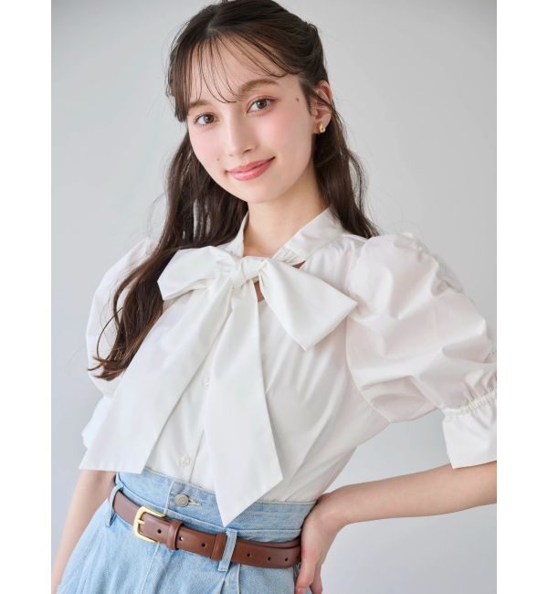 dazzlin「ペプラムタックボウタイブラウス」|シャツ・ブラウス|
