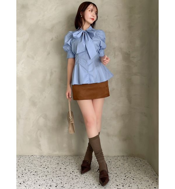 dazzlin「ペプラムタックボウタイブラウス」|シャツ・ブラウス|