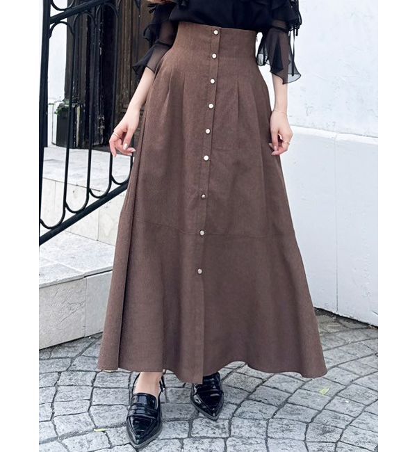 dazzlin「ハイウエストエアリースカート」|スカート|ブラウン