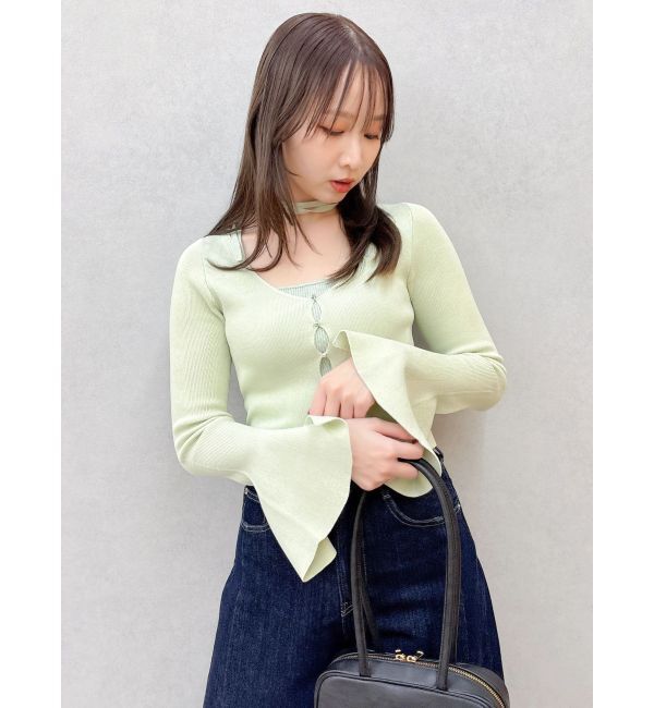 dazzlin「【追加生産分/20周年記念復刻！】カーデタイトトップス」|ニット・セーター|