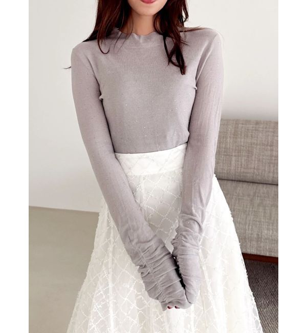 dazzlin「バックオープンスパンコールシアーニットトップス」|ニット・セーター|