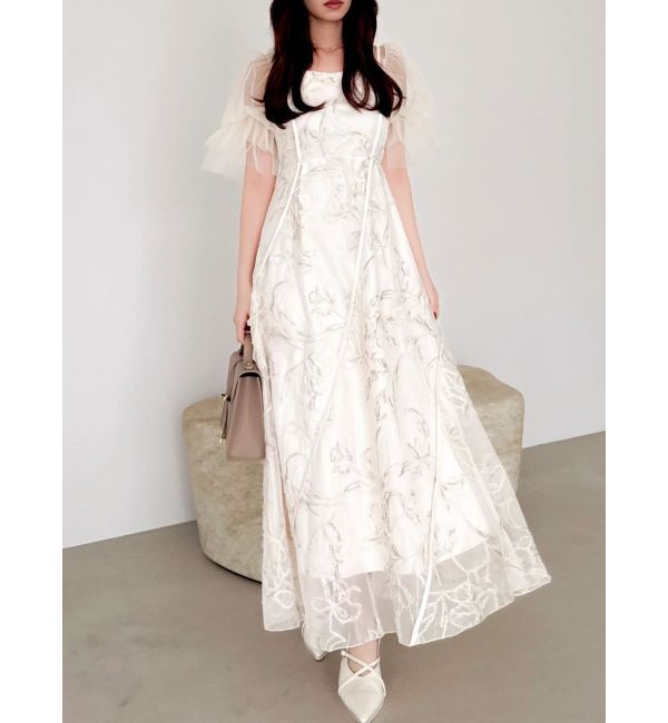 dazzlin「2WAYチュールスリーブドレス」|ドレス|アイボリー