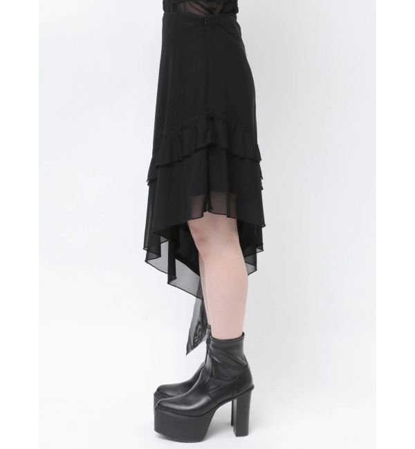 EMODA「ラッフルアシンメトリーミディスカート」|スカート|