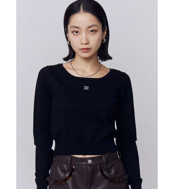 EMODA「プレートクロップニット」|ニット・セーター|ブラック