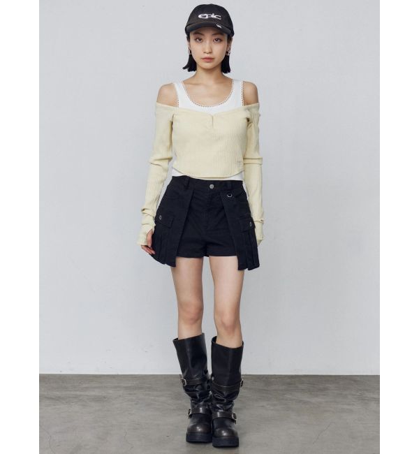 EMODA「レイヤードボックススカートパンツ」|スカート|