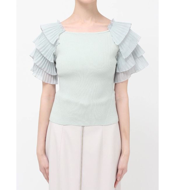 MERCURYDUO「異素材ティアードスリーブニット」|ニット・セーター|