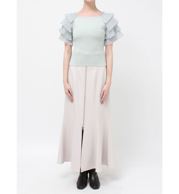 MERCURYDUO「異素材ティアードスリーブニット」|ニット・セーター|