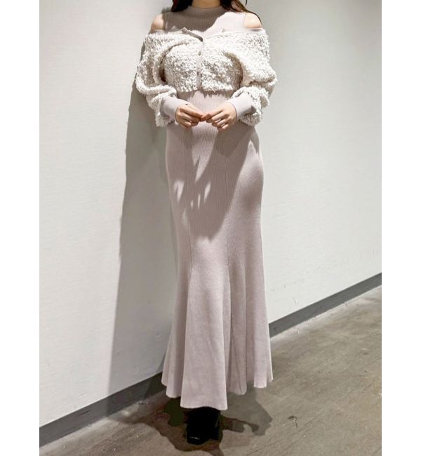 MERCURYDUO「ツイードニットカーデドッキングマーメイドニットワンピース」|ワンピース|