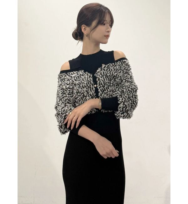 MERCURYDUO「ツイードニットカーデドッキングマーメイドニットワンピース」|ワンピース|