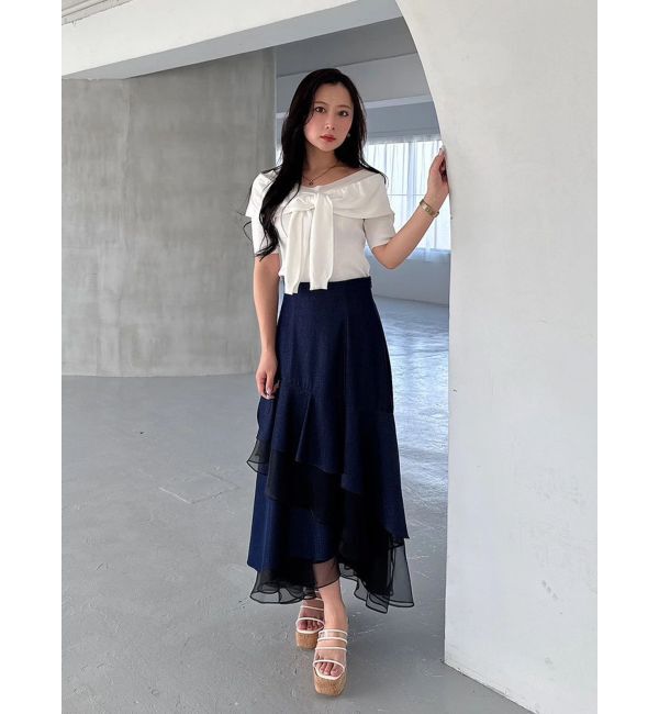 MERCURYDUO「異素材使いティアードスカート」|スカート|