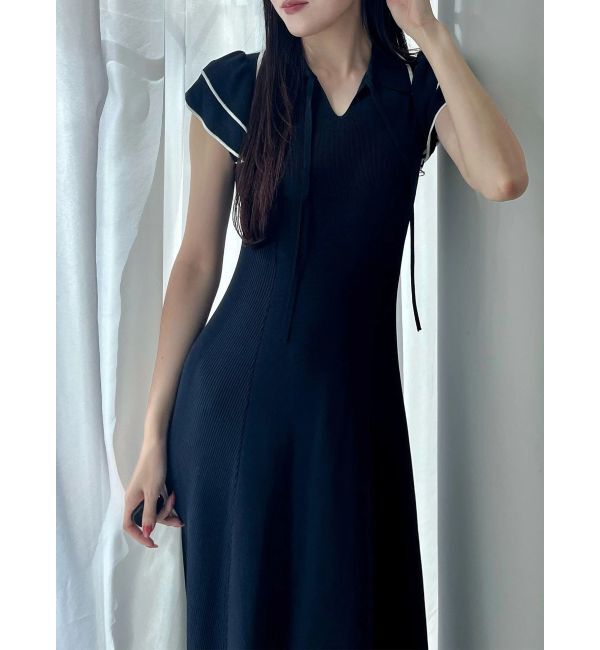 MERCURYDUO「ポロ衿ラッフルニットワンピース」|ワンピース|