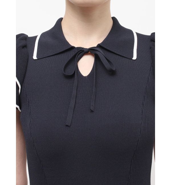 MERCURYDUO「ポロ衿ラッフルニットワンピース」|ワンピース|