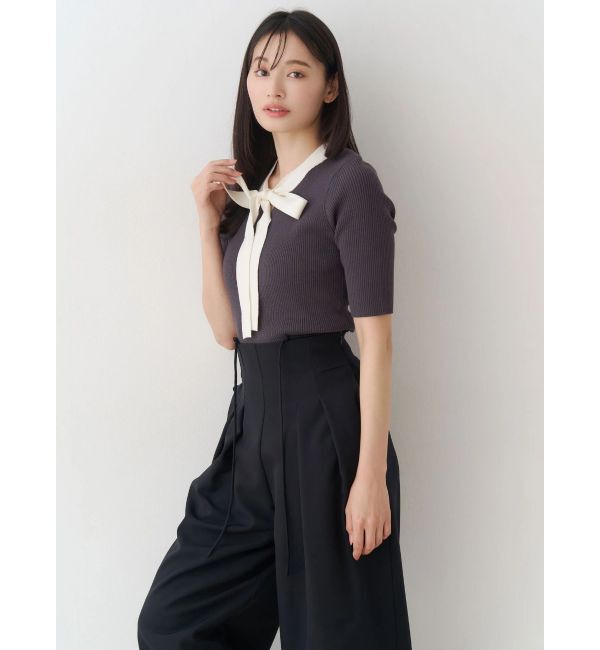 MERCURYDUO「バイカラーボウタイニット」|ニット・セーター|