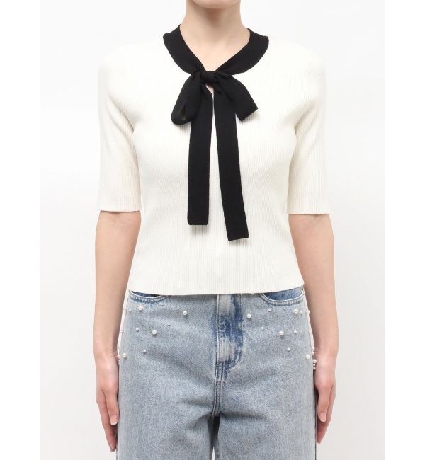 MERCURYDUO「バイカラーボウタイニット」|ニット・セーター|