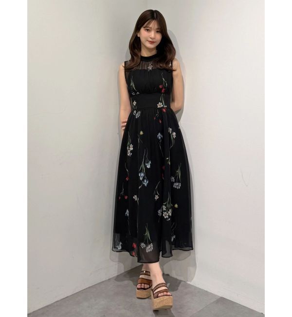 MERCURYDUO「花柄バックレースアップワンピース」|ワンピース|