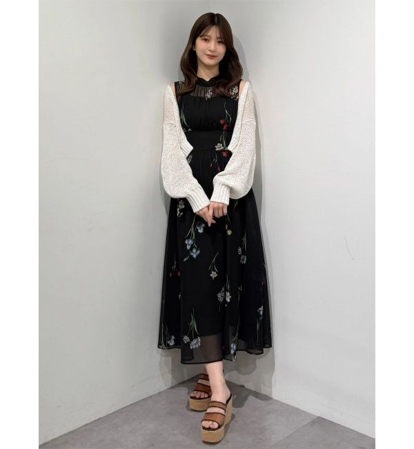 MERCURYDUO「花柄バックレースアップワンピース」|ワンピース|