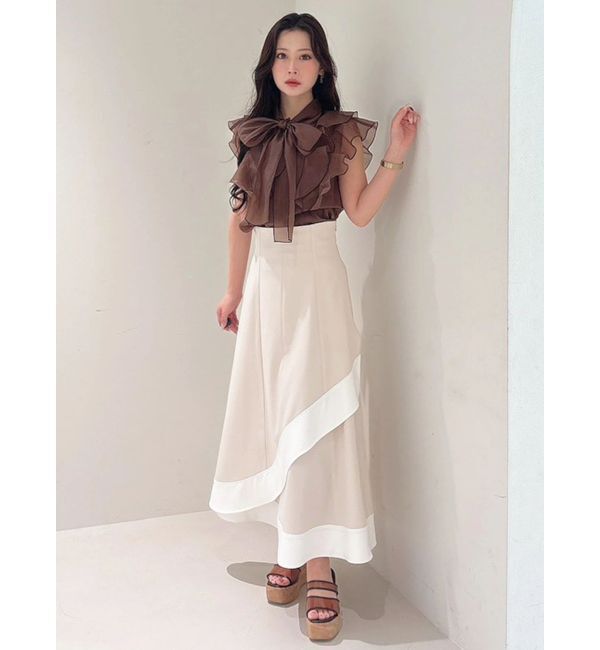 MERCURYDUO「バイカラーフレアスカート」|スカート|